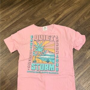 Pink ‘Quiet Storm’ T-Shirt with Beach Design